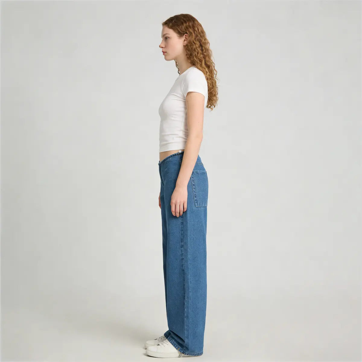 Pwest NYC Low-Rise Wide-Leg Jeans — Adjustable Drawstring Waistband/Hem, Relaxed Straight Cut, Soft Daily Wear-Spring Summer