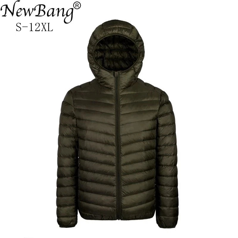 plus 9XL 10XL 11XL down Coat Male Large Size 90% Ultra Light down Jacket Men Lightweigh Warm Coat Hooded Feather Parka