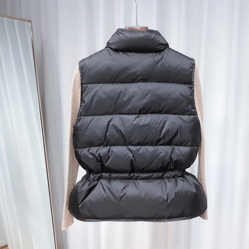 2025 New Ultra Light down Vest Women Short Vest Windproof Lightweight Warm Waistcoat Female White Duck down down Coat Sleeveless