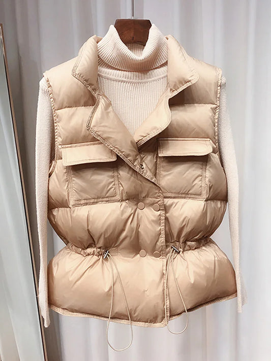 2025 New Ultra Light down Vest Women Short Vest Windproof Lightweight Warm Waistcoat Female White Duck down down Coat Sleeveless