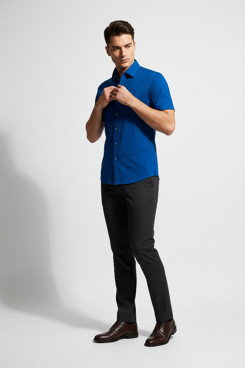 Camisa Azul Royal – Cuerpo Completo con Zapatos