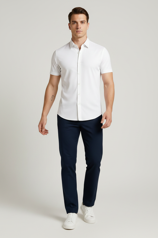 Camisa Stretch Sin Plancha – Modelo Cuerpo Completo