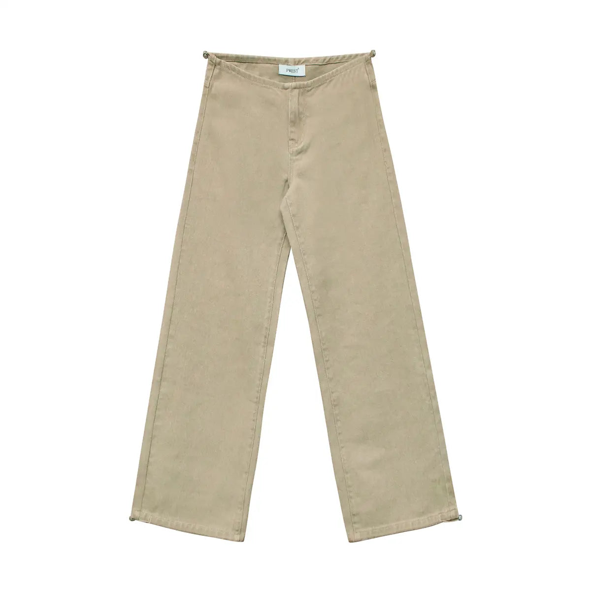 Pwest NYC Low-Rise Wide-Leg Jeans — Adjustable Drawstring Waistband/Hem, Relaxed Straight Cut, Soft Daily Wear-Spring Summer