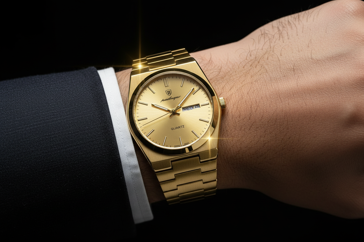 Reloj Luccy dorado en muñeca de hombre